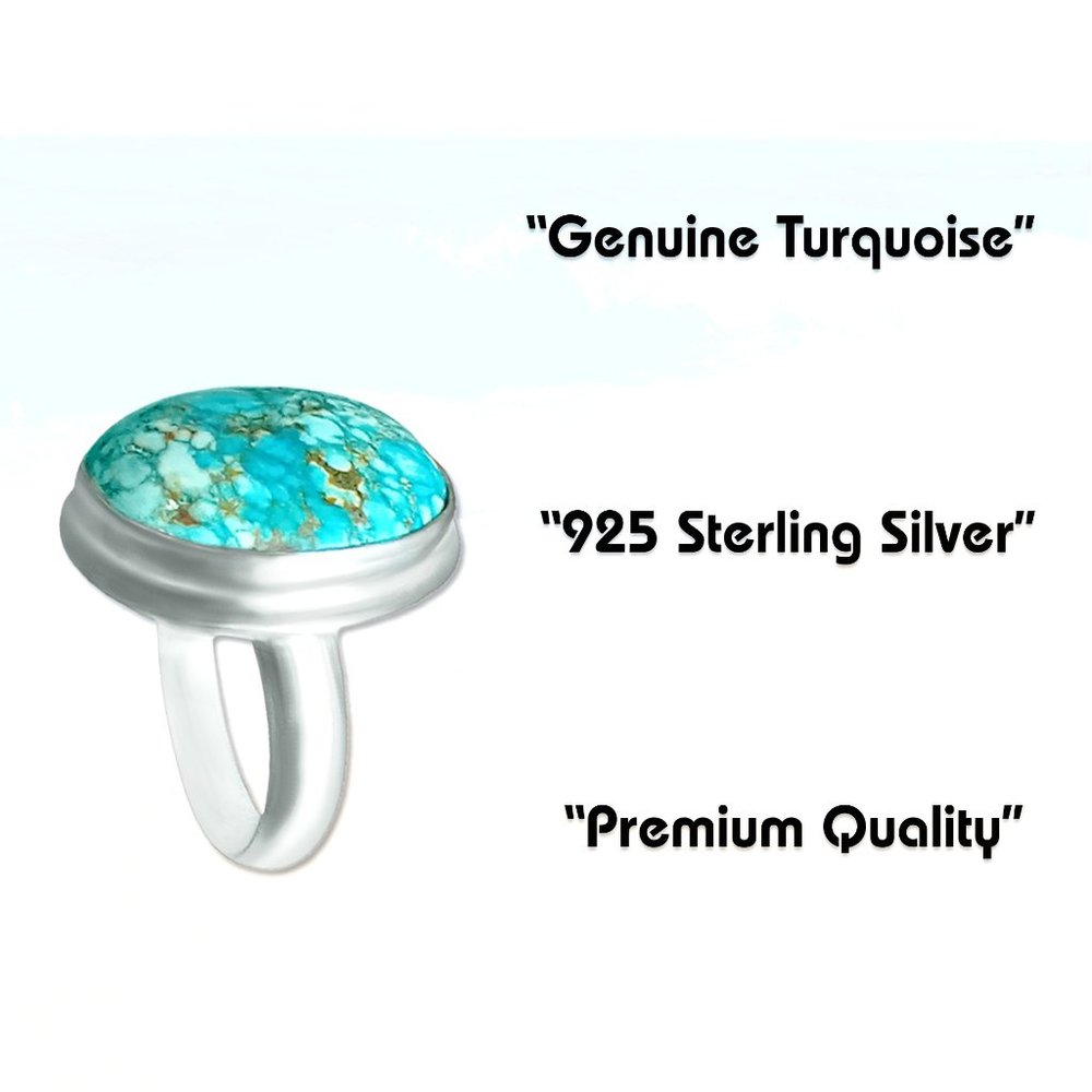 925 Silver Real Turquoise Ring Women 925 Sterling Silver Ring Statement Ring